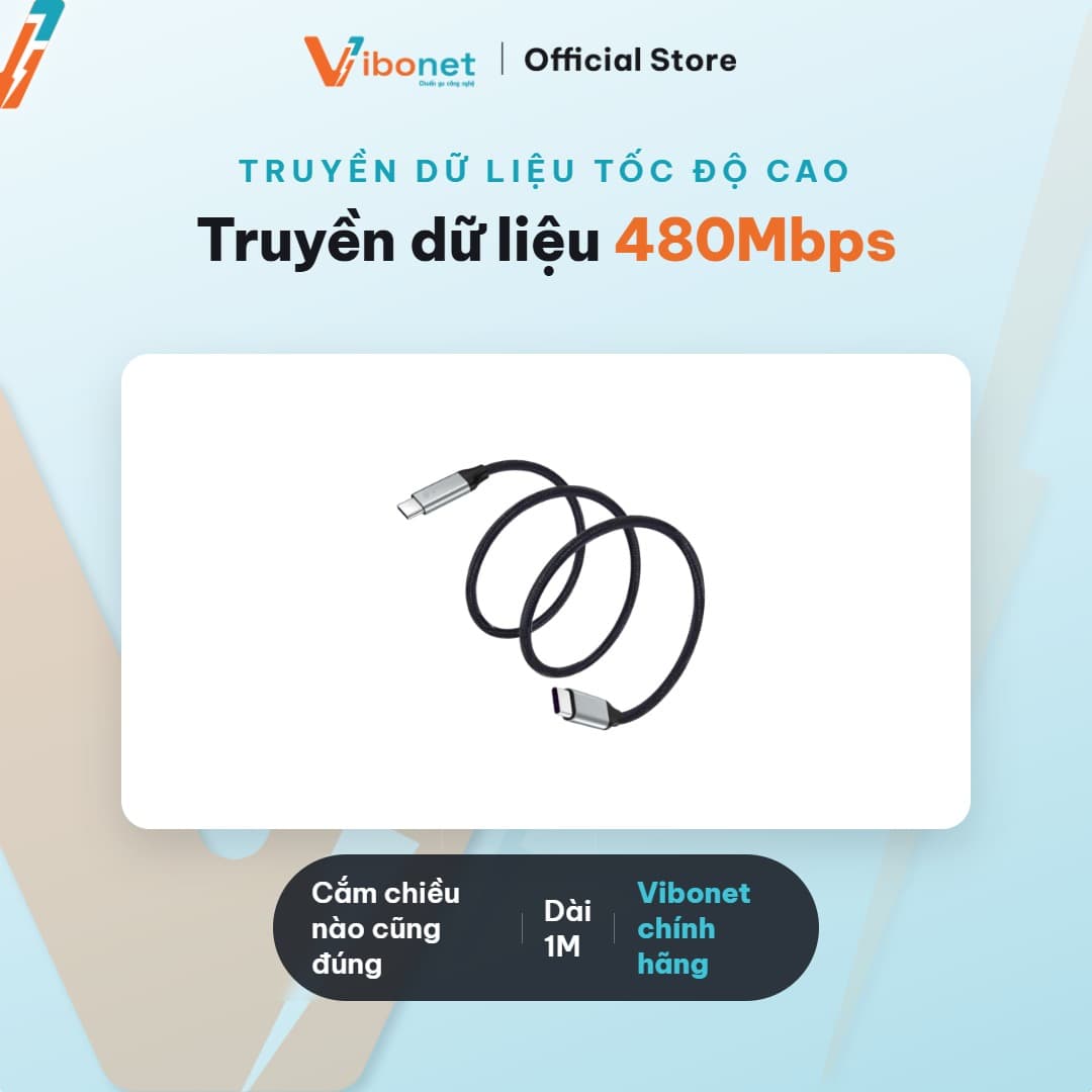 Cáp sạc nhanh Vibonet 60W Type-C bện kim loại (1m) 6
