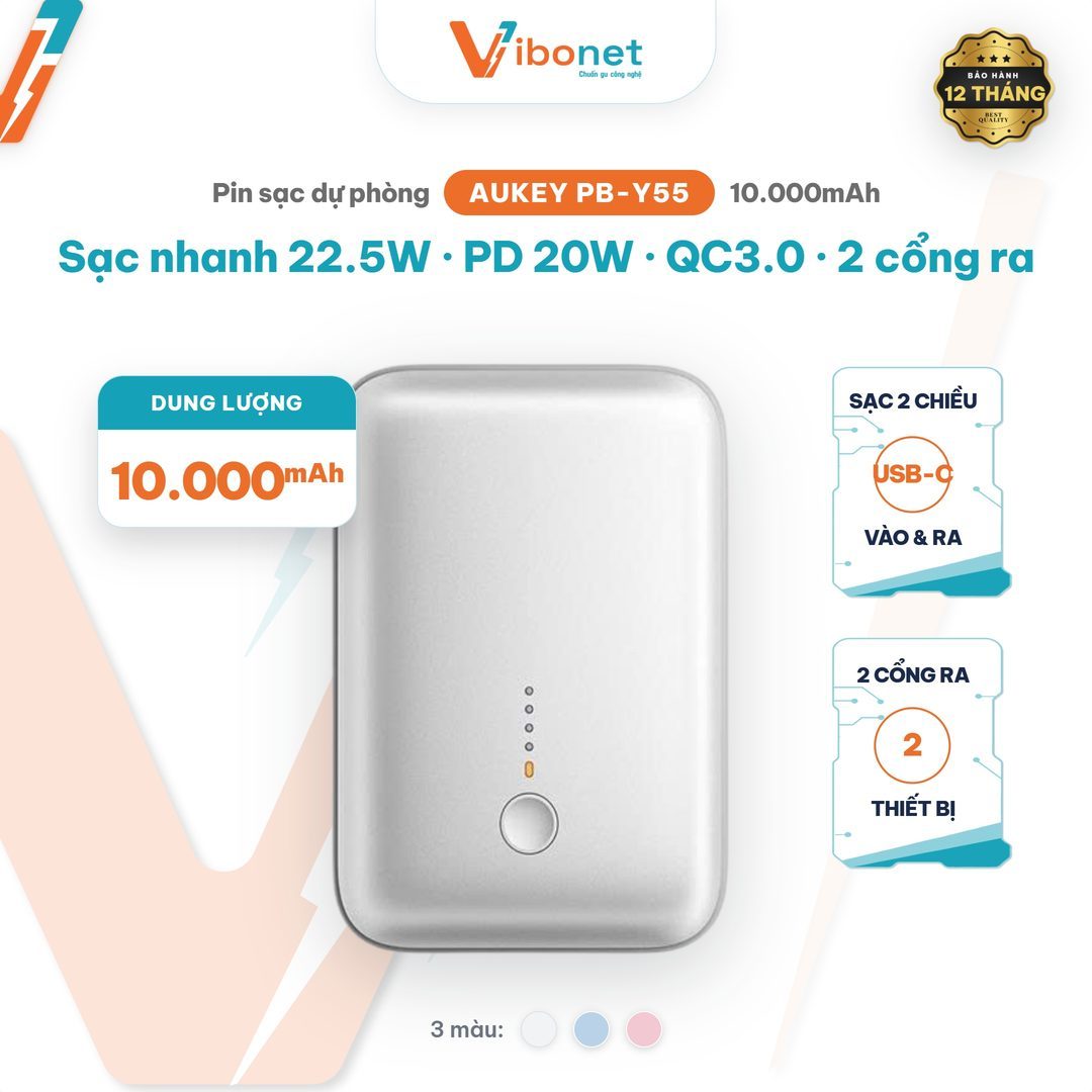 Pin Sạc Dự Phòng AUKEY PB-Y55 10000mAh 20W - PINK