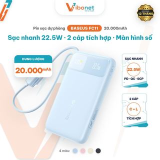 Pin sạc dự phòng Baseus EnerFill FC11 Digital Display Power Bank with Dual Built-in Cables 20000mAh 22.5W Gala