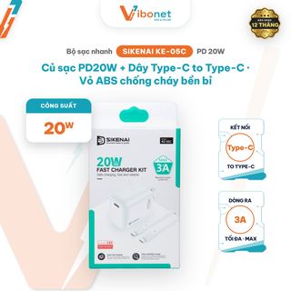 Bộ sạc nhanh Sikenai KE-05C PD 20W kèm cáp Type-C to Type-C