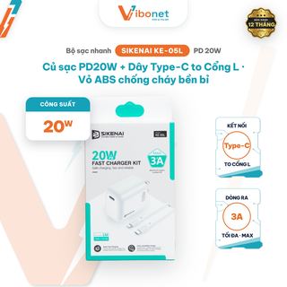 Bộ sạc nhanh Sikenai KE-05L PD 20W kèm cáp Type-C to Lightning