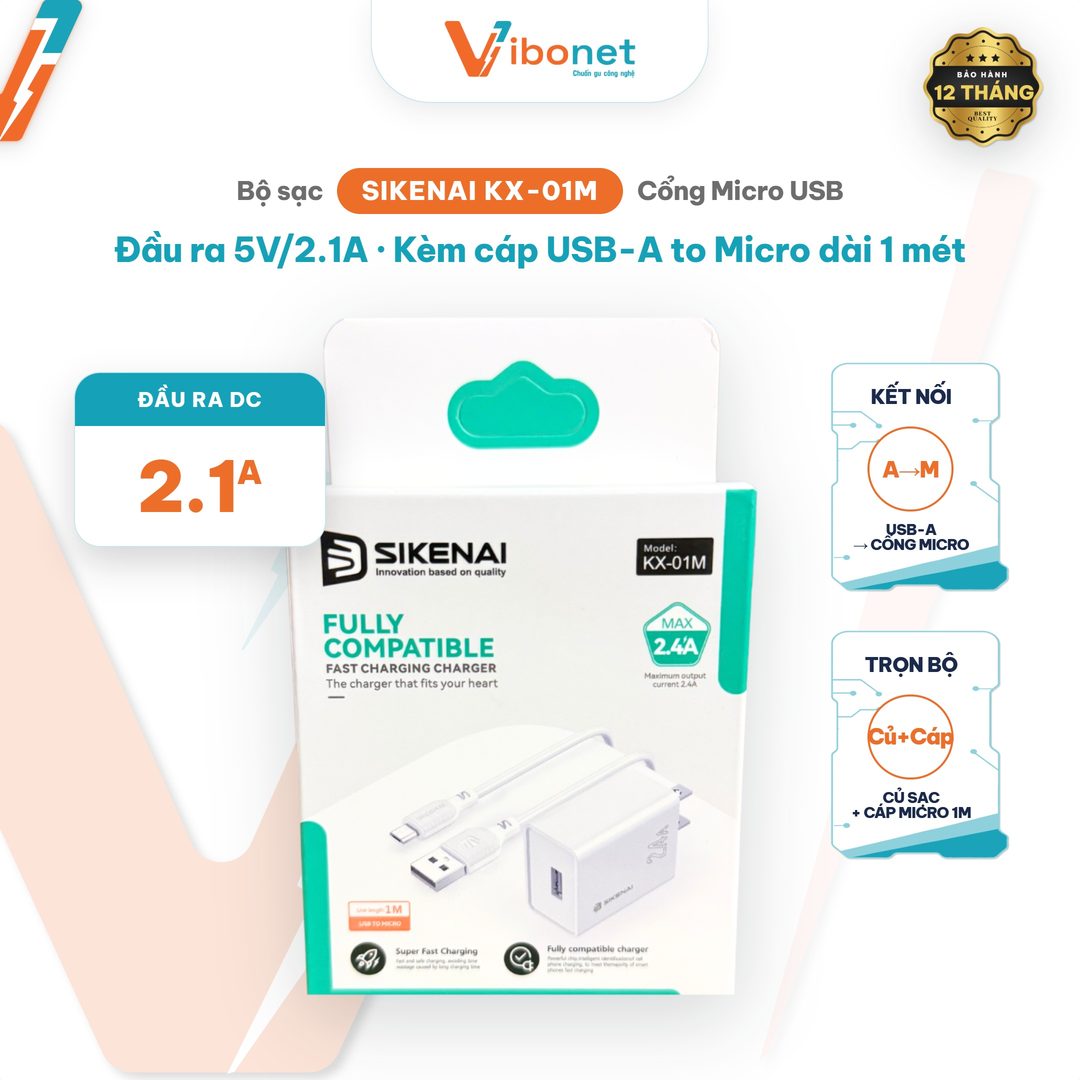 Cáp sạc Sikenai KX-01M Micro USB 2.4A