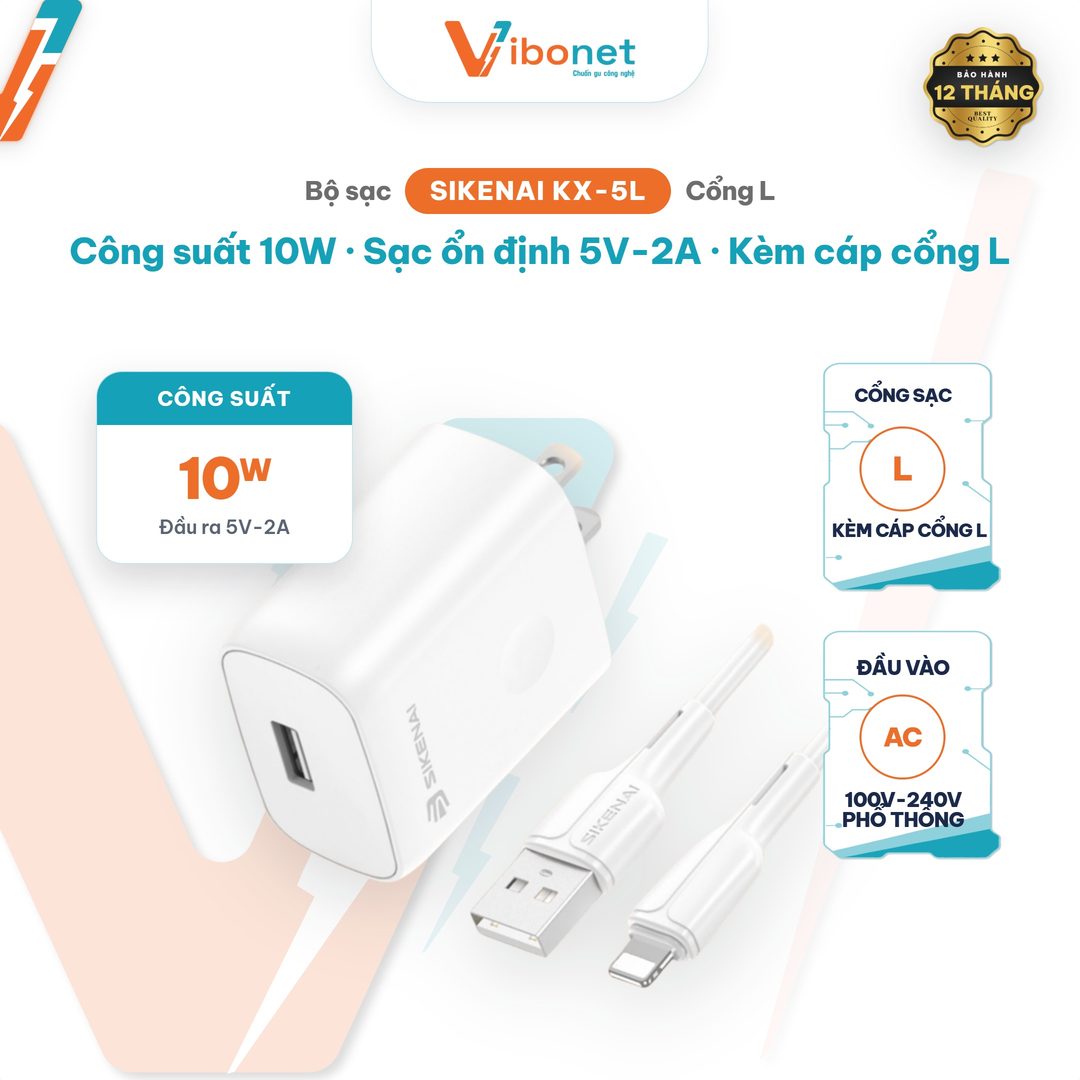 Bộ sạc FIMO KX-5L 10W kèm cáp Lightning, IC thông minh