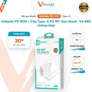 Bộ sạc nhanh Sikenai PD-17C 30W kèm cáp Type-C to Type-C 1M