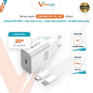 Bộ sạc nhanh Sikenai PD-17L EU 30W chân cắm tròn kèm cáp Lightning