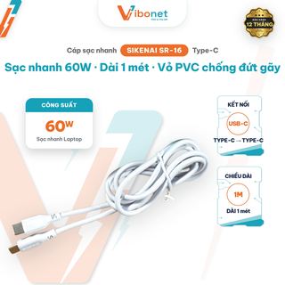 Cáp sạc nhanh Sikenai SR-16 Type-C to Type-C 60W dài 1M