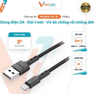 Cáp sạc dù Sikenai SX-6L Lightning 2A dài 1M chống đứt gãy
