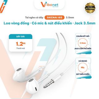 Tai nghe có dây Sikenai I6S jack 3.5mm, có mic và nút điều khiển