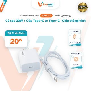 Bộ sạc nhanh Dukin D02C PD 20W (Type-C to Type-C)