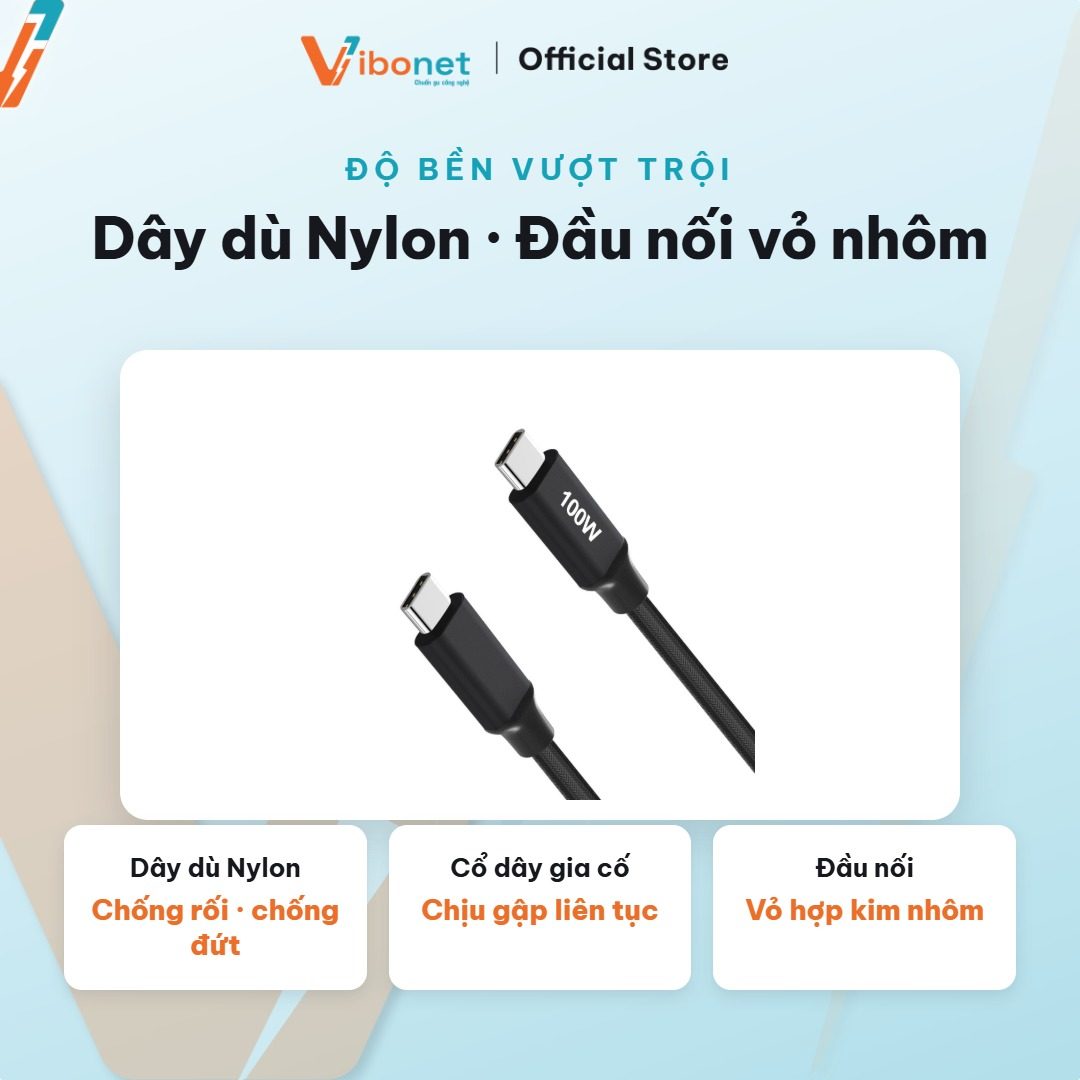 Cáp 100W dây dù Nylon vỏ nhôm, E-marker và dòng 5A đúng chuẩn