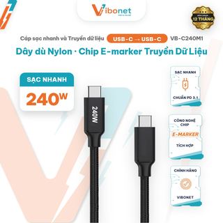 Cáp sạc nhanh Vibonet 240W Type-C bện kim loại (1m)
