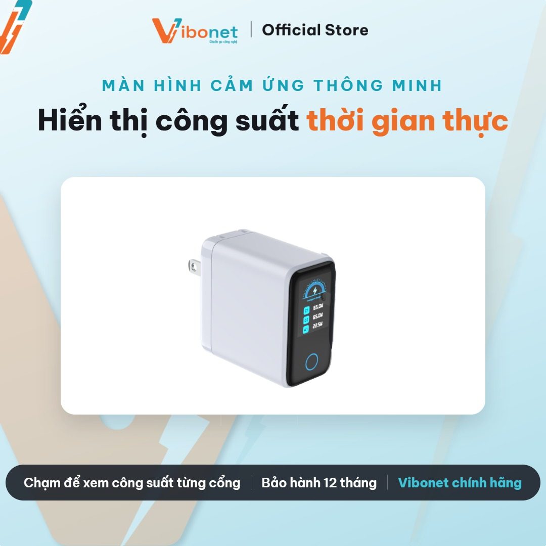 Màn hình cảm ứng hiển thị công suất — phát hiện ngay khi cáp làm nghẽn.