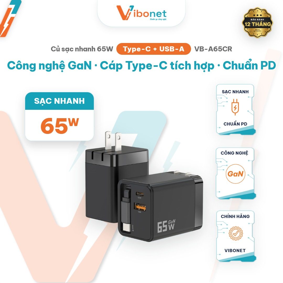 Củ sạc cáp rút 65W: giải pháp "tất cả trong một" cho balo du lịch