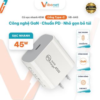 Củ sạc nhanh Vibonet 45W GaN 1 cổng Type-C (PD)