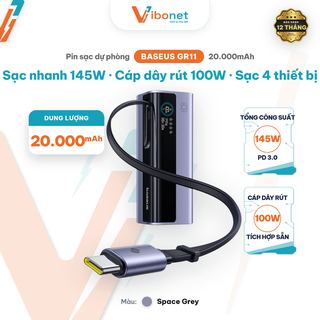 Pin dự phòng Baseus EnerGeek GR11 20.000mAh 145W cáp rút